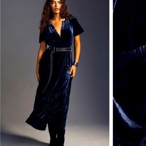 Anthropologie Somerset Maxi Navy Blue Velvet - Size L